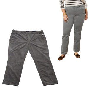 Talbots Gray Corduroy Pants High Waist Straight Leg Size 24W NWT